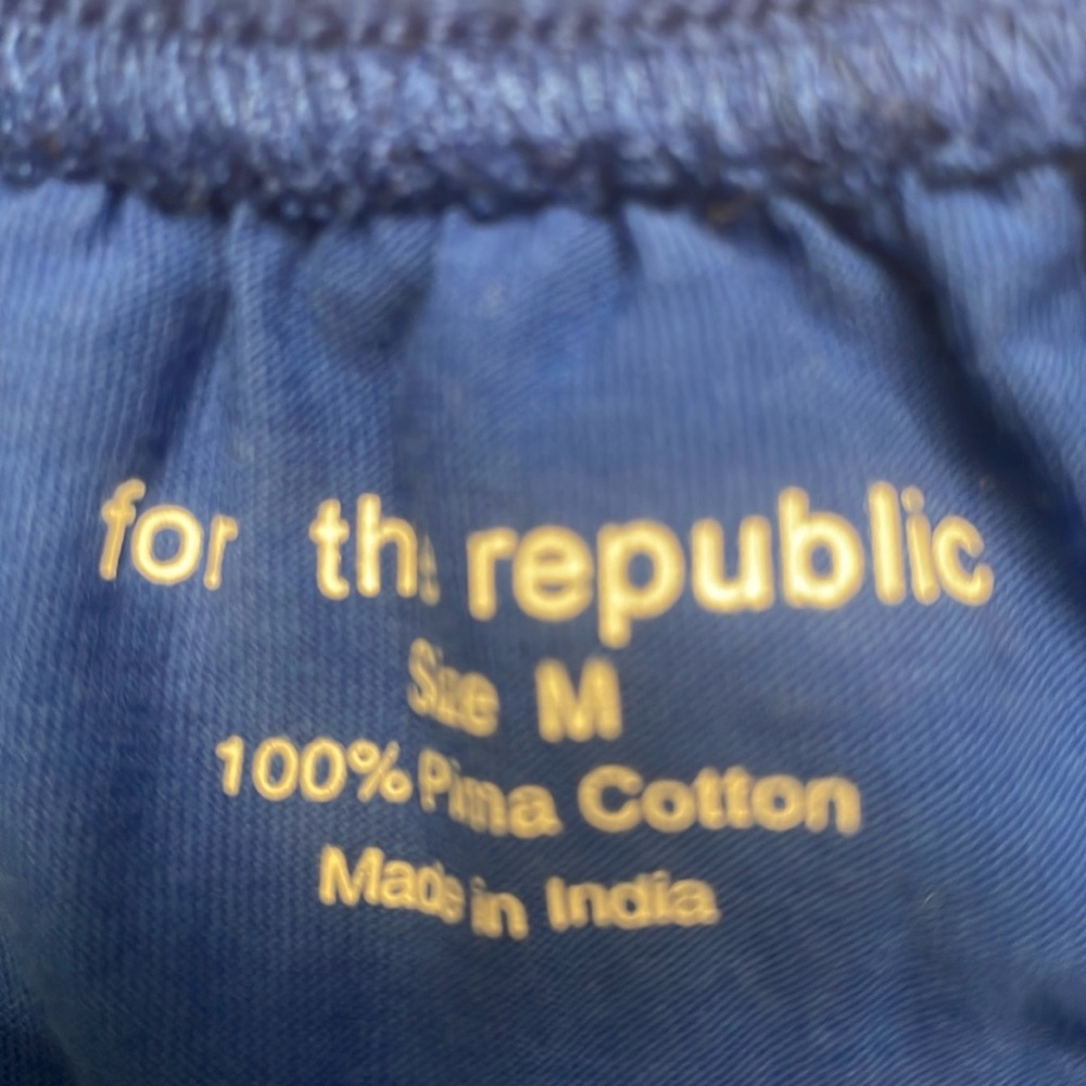 For the Republic top cap sleeves 100% Pima cotton ruffle trim blue womens size M - Picture 9 of 11